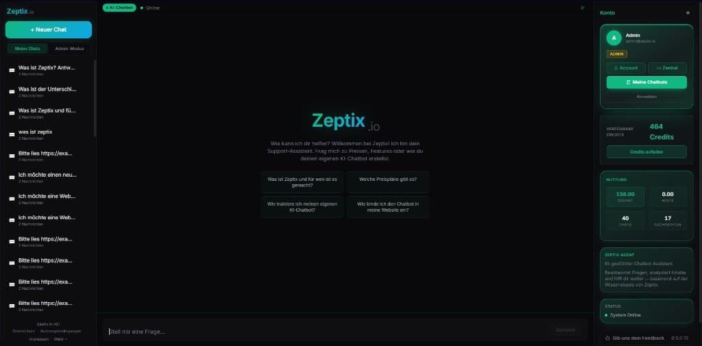 Zeptix.io — Live-Bot Screenshot